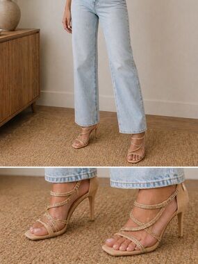 Vince Camuto Champagne Gold Strappy High Heel Sandal